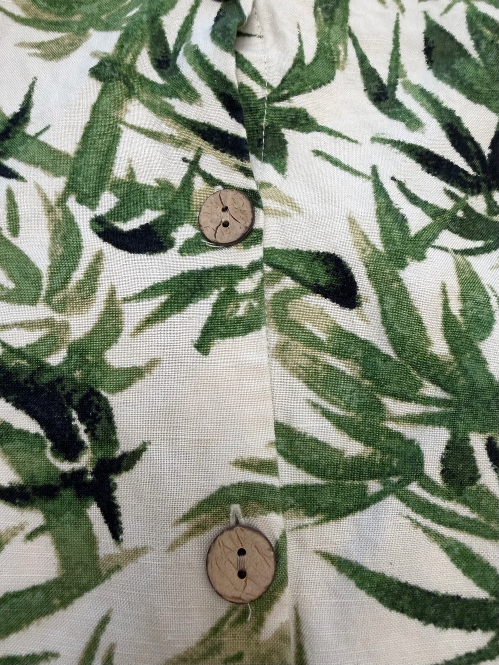 J Jill Top Green Linen Bamboo Leaf Print Tropical Botanical Coastal Beach L NWOT - Picture 10 of 10